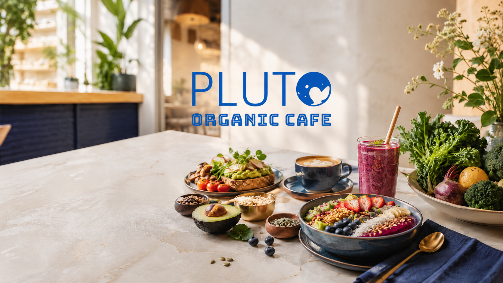 Pluto Organic Cafe — organic meal, coffee, and a smoothie